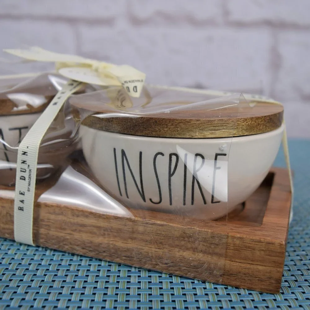 New Rae Dunn 3-PC Bowls & Tray Set Create Inspire